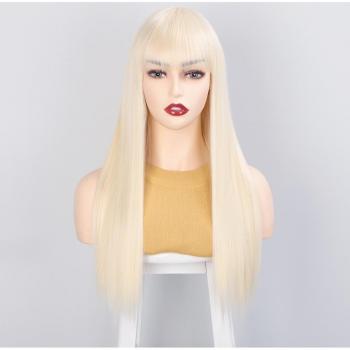 AISI HAIR Heat Resistant Honey Blonde Straight Wig with Bangs