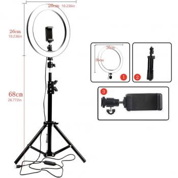 LumiLoop 26 Selfie Ring Lamp, 120-LED, Built‑In Stand