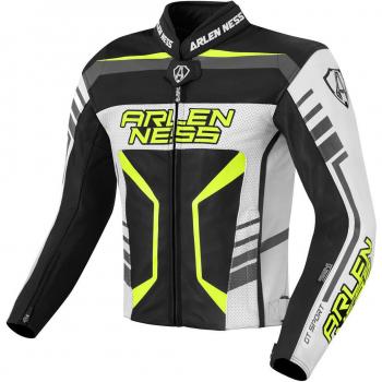 Arlen Ness Rapida 2 Giacca Moto Pelle 48 Nero/Bianco/Giallo