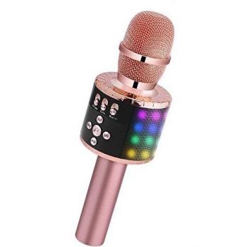 BONAOK Wireless Bluetooth Karaoke Wireless Microphone with Controllable LED Lights, Portable Karaoke Machine Speaker Birthday Gift Party Travel Toy for iPhone, for iPad, for Android, PC