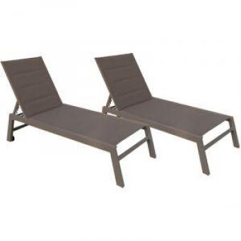 Lot de 2 bains de soleils en aluminium taupe