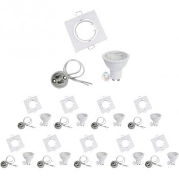Pack de 10 Focos LED Cuadrados GU10 8W Blanco Cálido (Silumen)