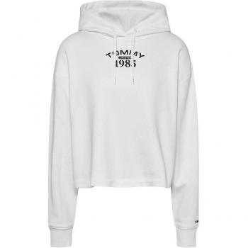 Felpa Tommy Jeans Cappuccio Logo Bianco Donna M
