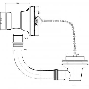 Nuie Chrome Bathroom Waste & Overflow Combo – 70mm Dimensions