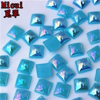 Micui 100pcs 8mm Square Acrylic Flatback Strass
