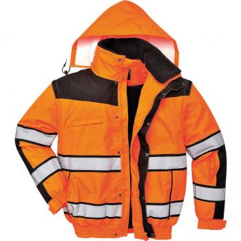 Oxford Weave 300D Hi Vis Classic Bomber Jacket Orange / Black XS