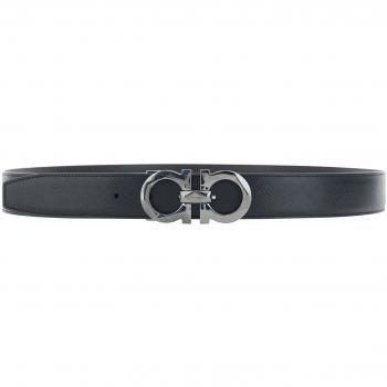 Salvatore Ferragamo Men's Gancini Buckle Belt – 105 cm, Black/Brown