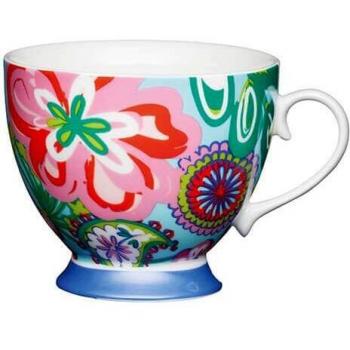 Bright Floral China Footed Mug