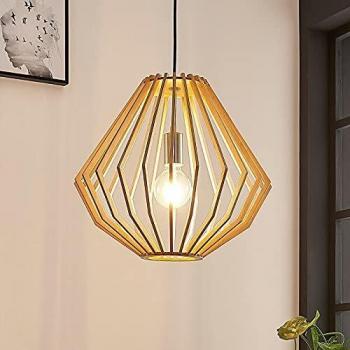 Lampada a sospensione Sigge in legno di Lindby con corpo dimmerabile per Soggiorno e Sala da pranzo