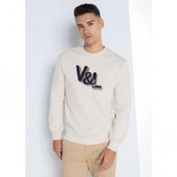 V&L Sweat Brodé Coton Manches Longues
