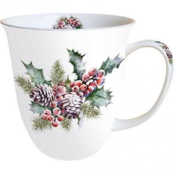 Schmuckbecher Weihnachten „Tannenzweigel & Erdbeeren“ – 0,4 l Fine Bone China