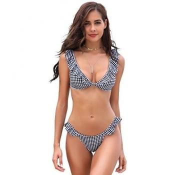SHEKINI Maillot de Bain Sexy Femme Col en V Rembourré