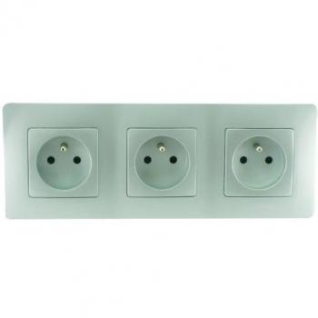 Legrand LEG200365 Kit 3x 2P+T Encastré argent Niloe