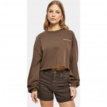 Felpa Donna Urban Classics Cropped Ricamo Piccolo Terracotta L