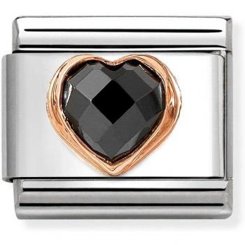 Nomination CLASSIC Rose Gold Cubic Zirconia Black Heart Charm 430607/011