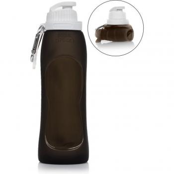 Botella Flexi‑Water 500 ml – Negra, Mosquetón y Silicona