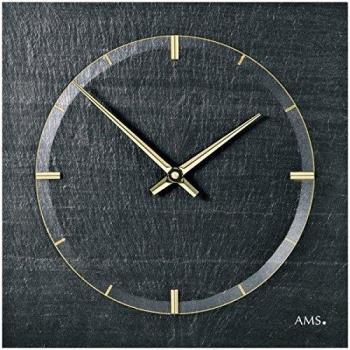 Schiefer-Quartz‑Wanduhr AMS 9516 – 30 × 30 cm, Goldfarben