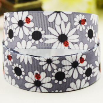 75mm Flowers Cartoon Printed Grosgrain Ribbon 10 Yards