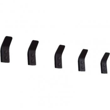 Set of 5 Black Aluminum Hooks for Bathroom and Coat Racks