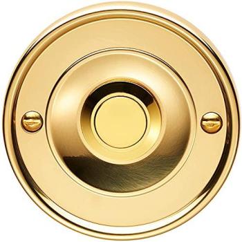 Modern Polished Brass Doorbell Button Plate – Round 65mm