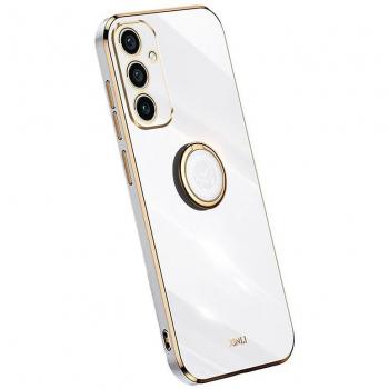 Funda de Teléfono Samsung Galaxy A55 5G con Bordes Dorados y Soporte