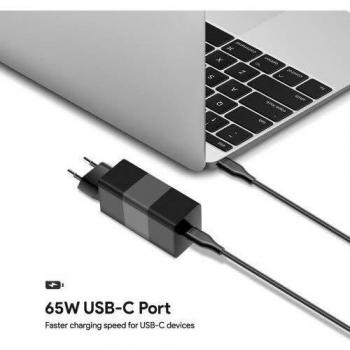 CoreParts 65W USB-C Ladegerät 5-20V/1-3.25A PD3.0 mit Kabel, MBXUSBC-AC0011