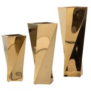 Set de 3 Maceteros de Acero 36x36x110, 33x33x90, 30x30x70 Cm