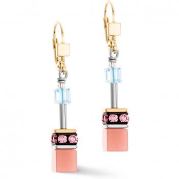 Coeur De Lion Aqua Apricot Gold Geometric Earrings