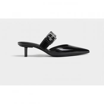 Stradivarius Kitten Slingback Shoes Black 6