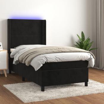 VidaXL Samt Boxspringbett mit Matratze & LED Beleuchtung 100x200 cm
