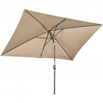 Outsunny 3x2m Rectangular Patio Parasol with Crank Handle and Steel Frame