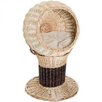 PawHut Lit pour chat en osier avec coussin 44L x 44l x 67H cm