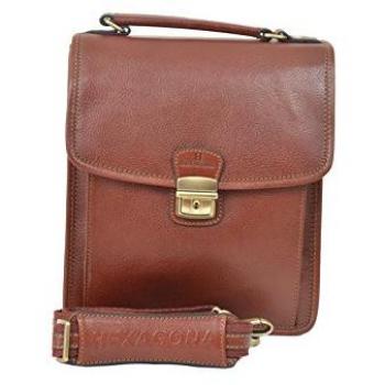 Sacoche cuir marron Hexagona homme bandoulière