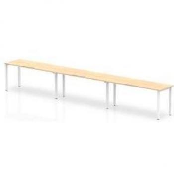 Evolve Single White Frame Bench Desk 1600 Maple (3 Pod)
