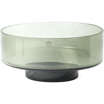AYTM Glass Bowl Volvi Smoky Grey, 25 cm Diameter, Marble Base