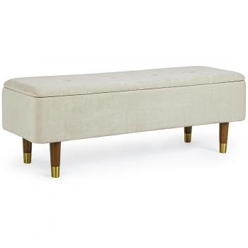 Banc 2 places en tissu et bois beige