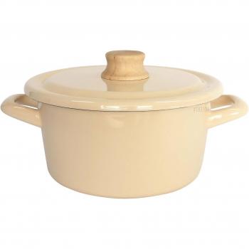 Fuji Enamel Heritage Pot – 18 cm, Dual Handles, Cotton Series, Vintage Cream, Induction Compatible