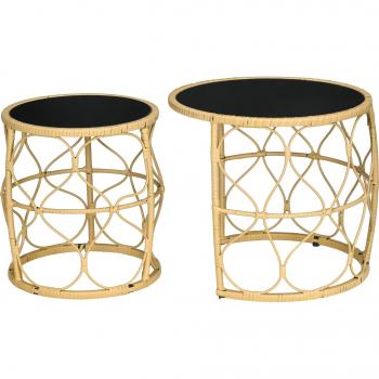Tables de patio OutSunny – Paquet de deux, imitation rotin