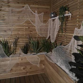 Pack of 6 2.9m Halloween Eerie Fabric Net Decoration in Cream