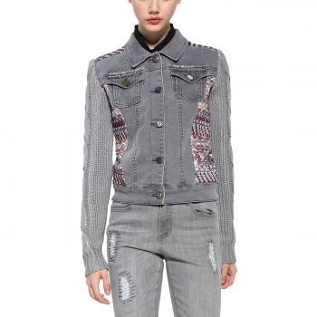 Desigual Chaq_exotic Silver, Veste Jean Femme, Gris