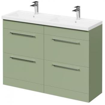 Napoli Olive Green 1200mm Vanity Unit with Double Basin and 4 Drawers
