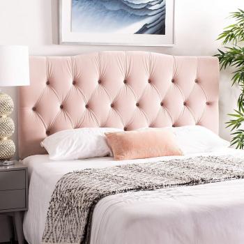 26 Strutted Headboard in Pink Plush for Small Doubles by Casa Emia