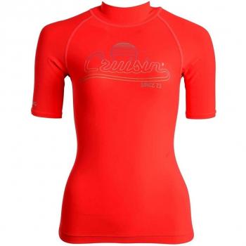 Billabong Vestido Rash 2016 “Love Cruising” Femenino, Capa Corta – Tamaño Grande – Coral Neón