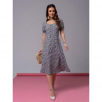 ISSA Plus L Kleid im Retro-Stil mit Blumen und Schlitz in grün