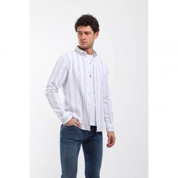 Camicia elegante verde con righe verticali XL uomo