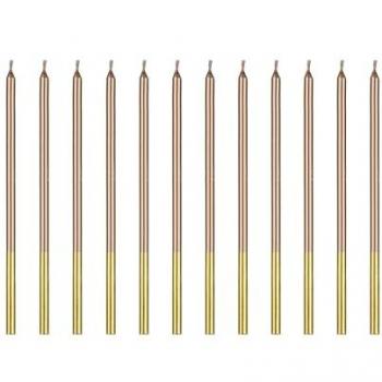 Roségold Birthday Candles 14 cm – 12 pezzi (Burga)