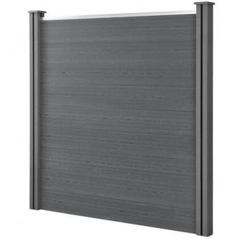 Recinzione WPC 183 x 187 cm Legno Composito 2 Colonne 9 Doghe Impermeabile Grigio