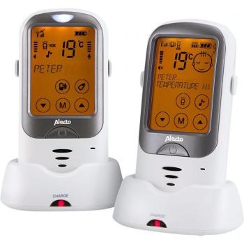 Système babyphone Alecto DBX‑68 longue portée extérieure, couleur blanc anthracite