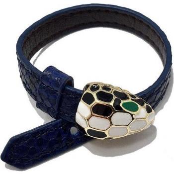 Lucky Snake Style PU Leather Bracelet with Steel Accents