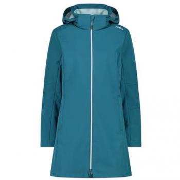 CMP Softshelljacke Damen mit Zip Hood lang türkisblau